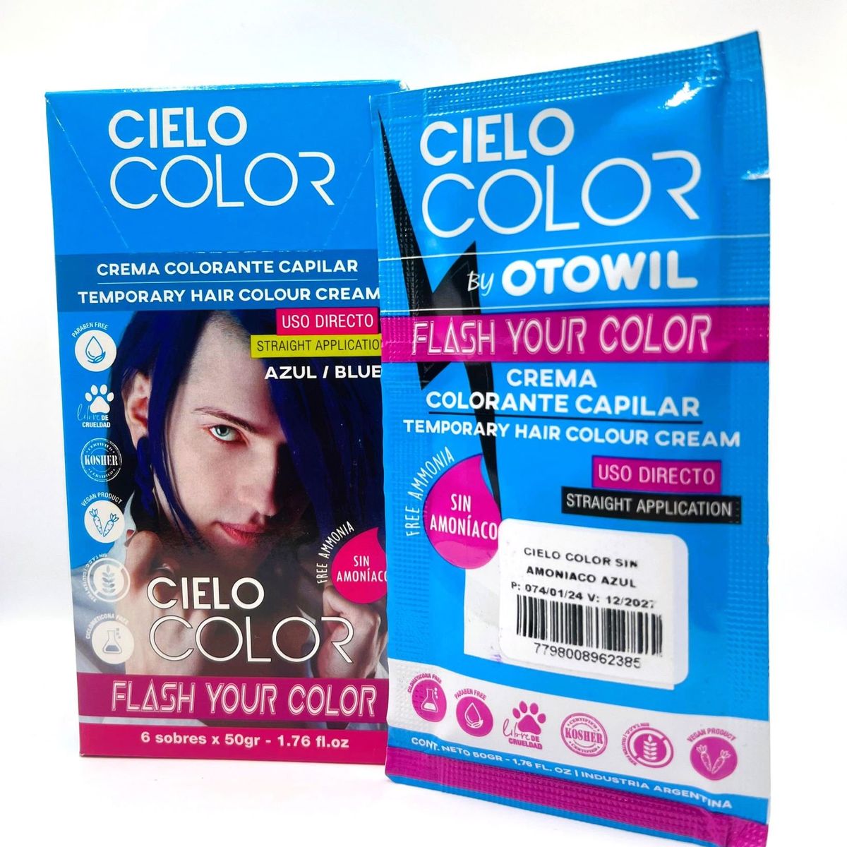 OTOWIL - Tinte Cielo Color Sin Amoniaco Tono AZUL - 50gr Otowil