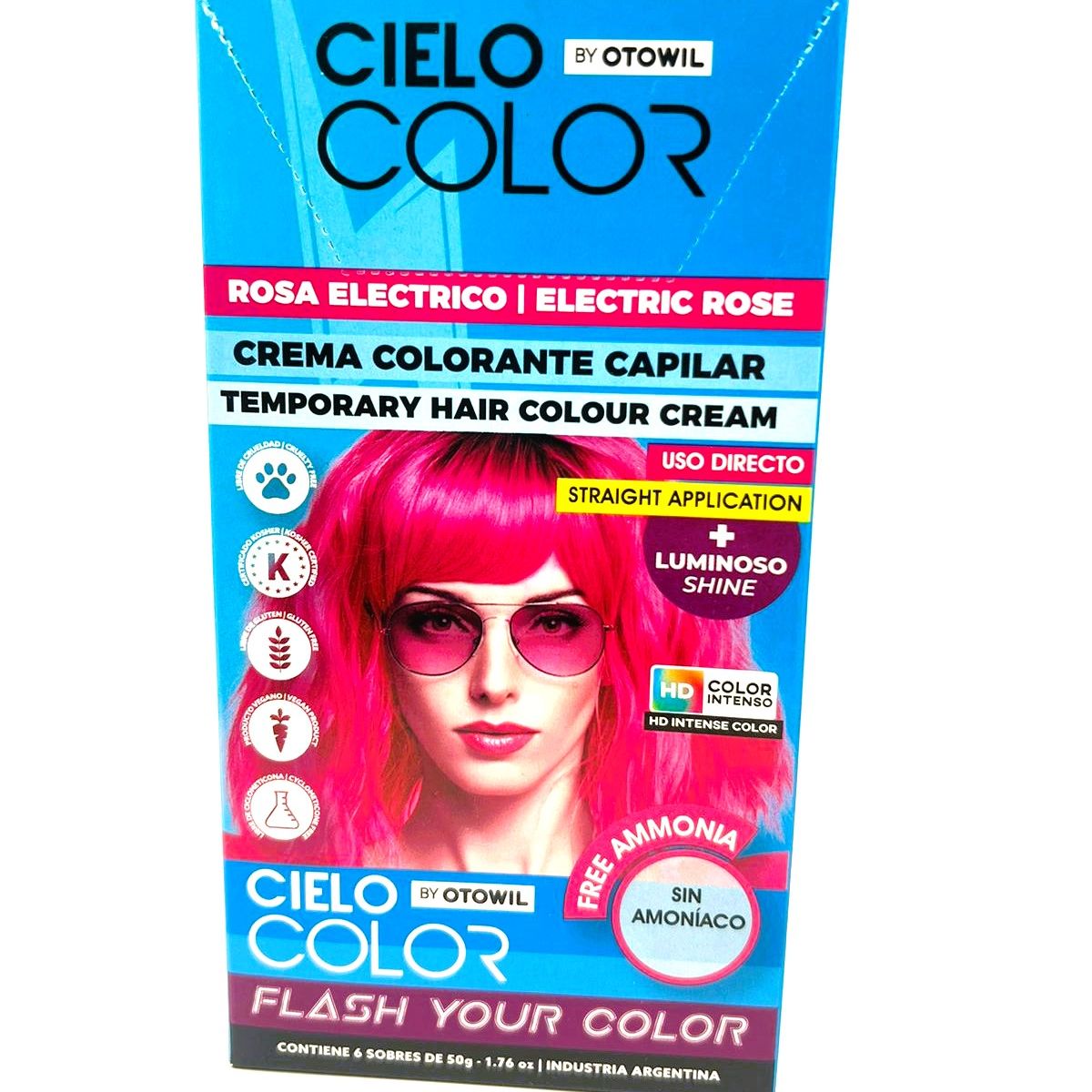 OTOWIL - Tinte Cielo Color Sin Amoniaco Tono ROSA ELECTRICO - 50gr Otowil