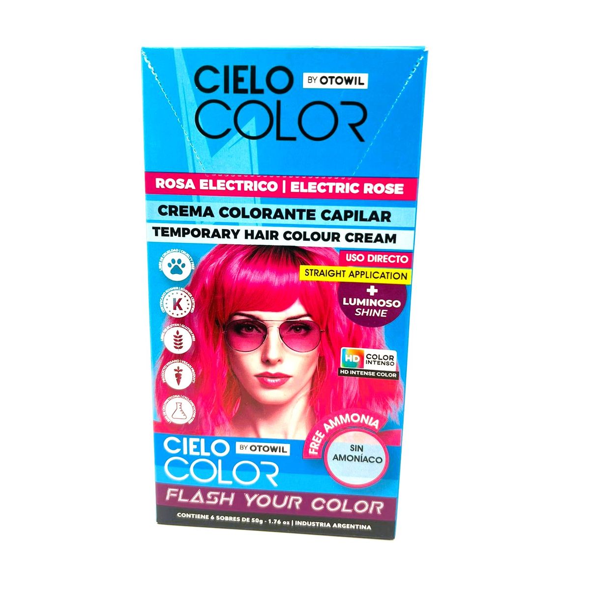 OTOWIL - Tinte Cielo Color Sin Amoniaco Tono ROSA ELECTRICO - 50gr Otowil