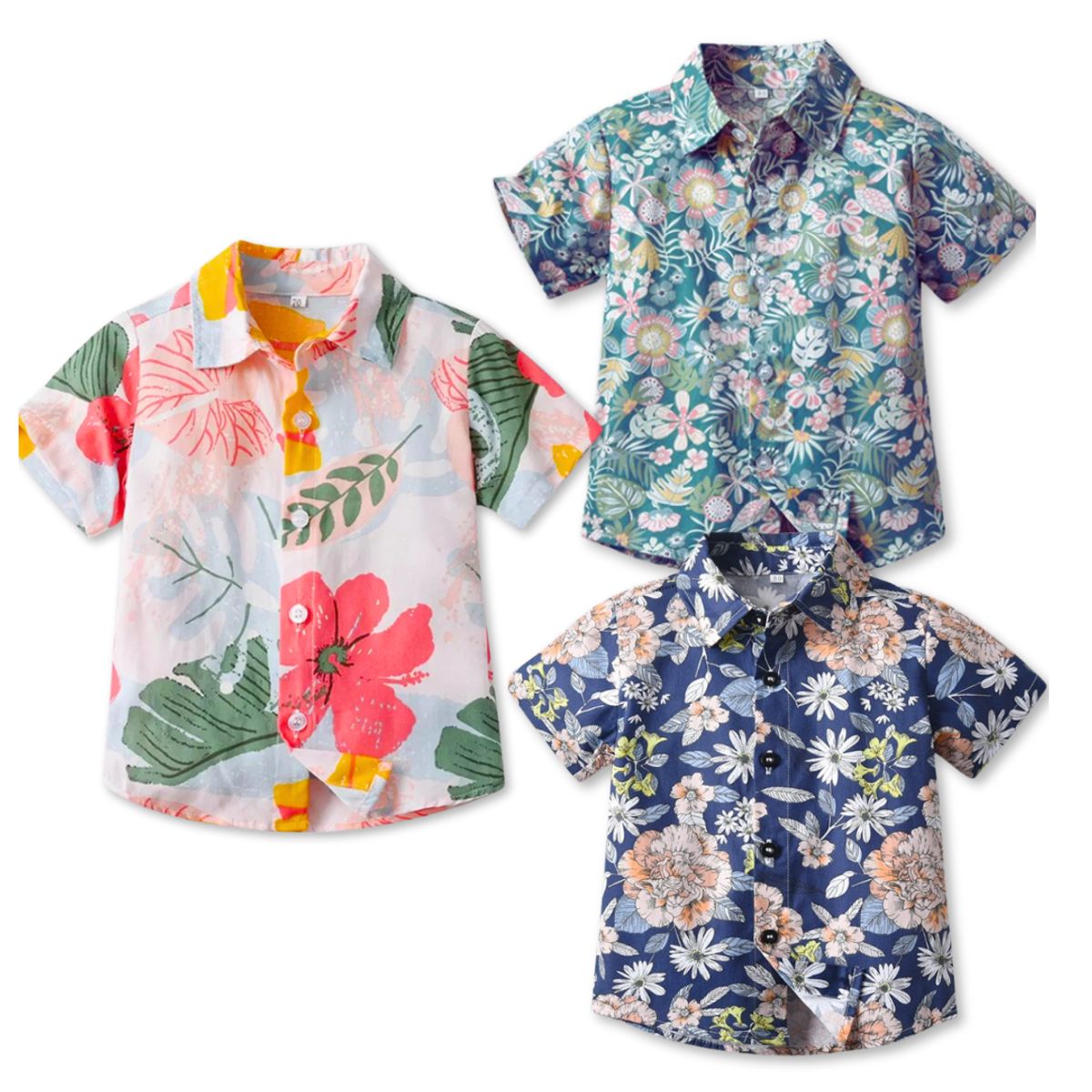 JUMP KIDS - Camisa Hawaiana Manga Corta Niño de 6 Meses a 7 Años Tropical Surtido