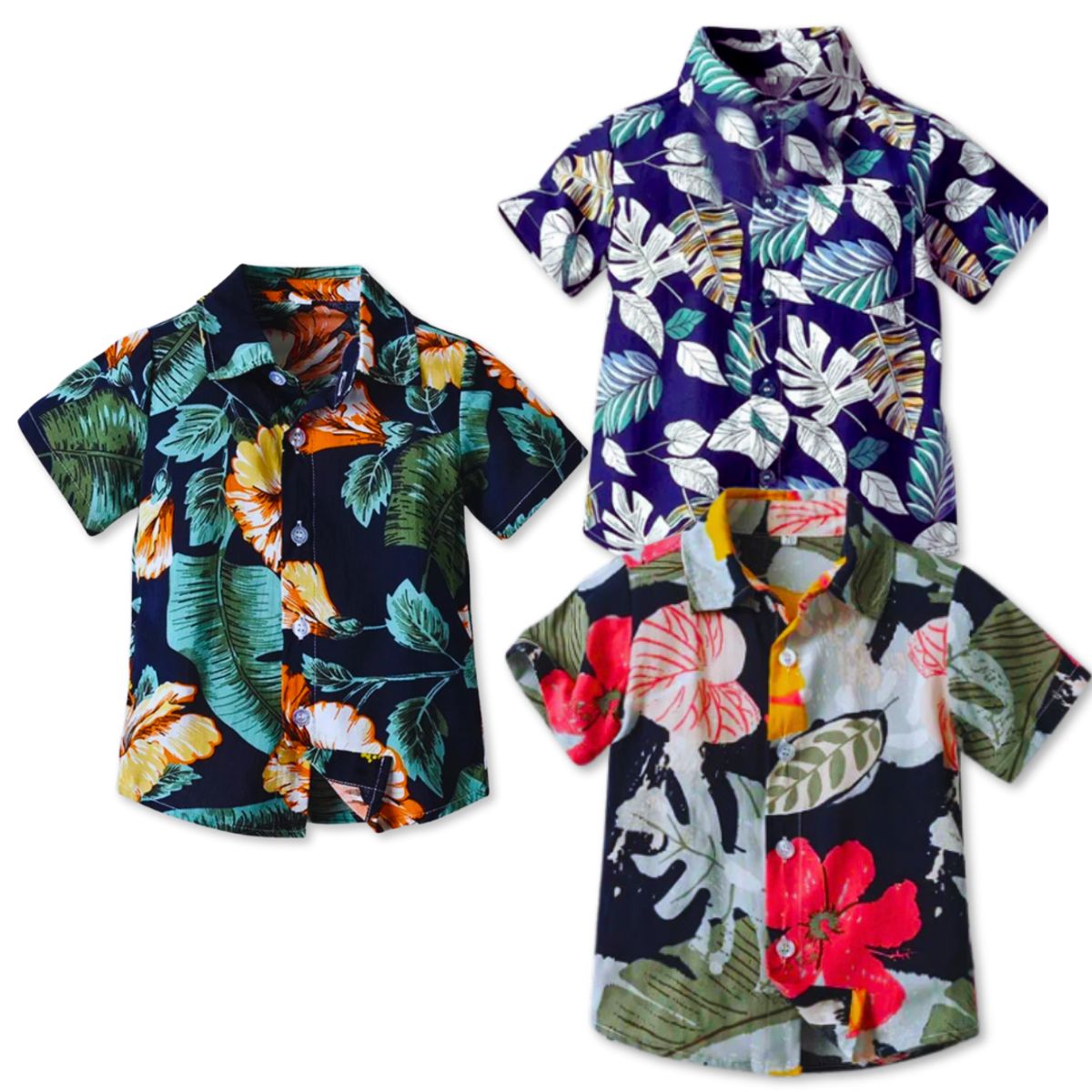 JUMP KIDS - Camisa Hawaiana Manga Corta Niño de 6 Meses a 7 Años Tropical Surtido