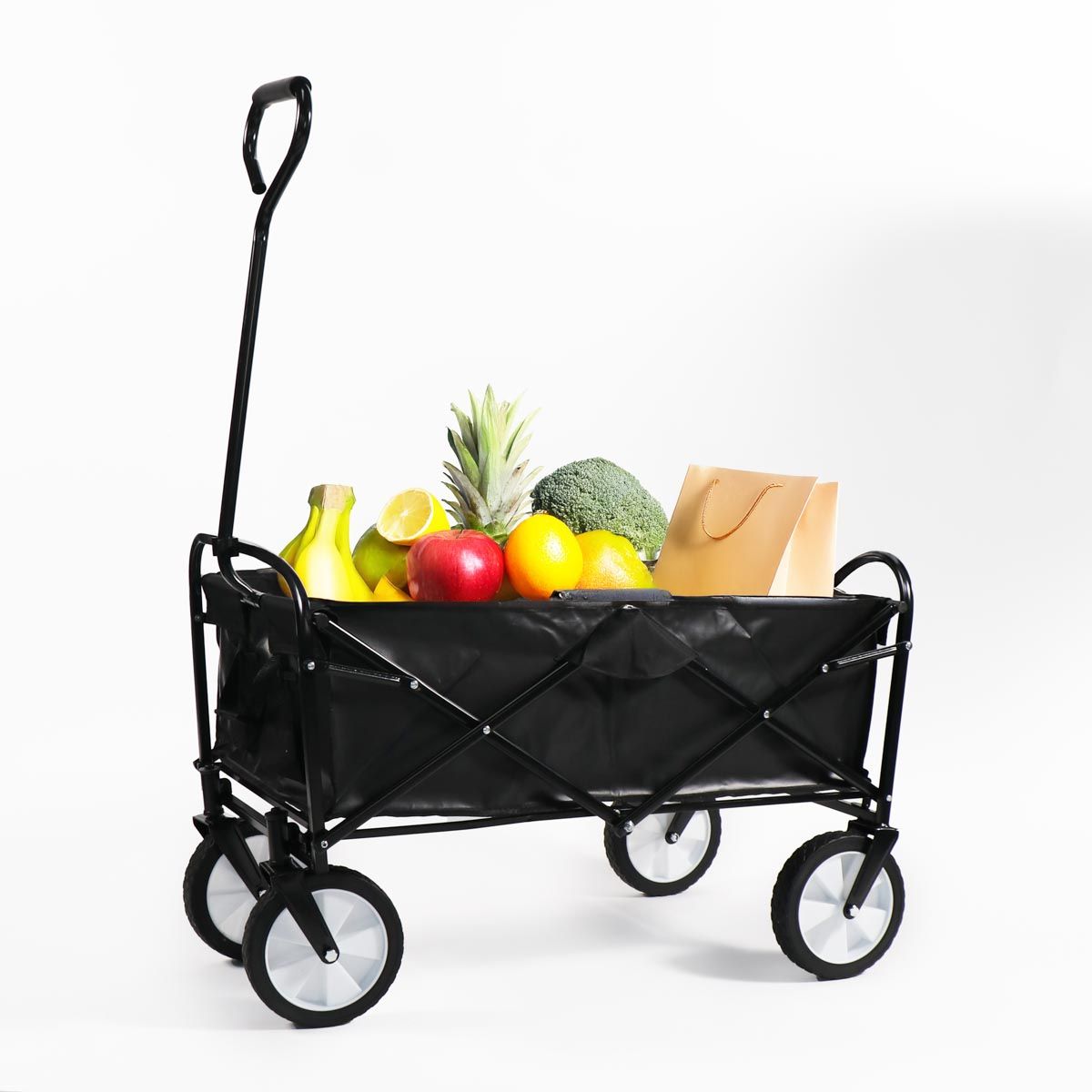 CITYSHOP - Carrito Plegable para Compras de Poliéster 600D Reforzado Capacidad 80 kg Color Negro