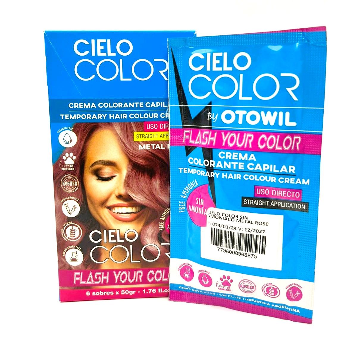 OTOWIL - Tinte Cielo Color Sin Amoniaco Tono ROSA METAL - 50gr Otowil