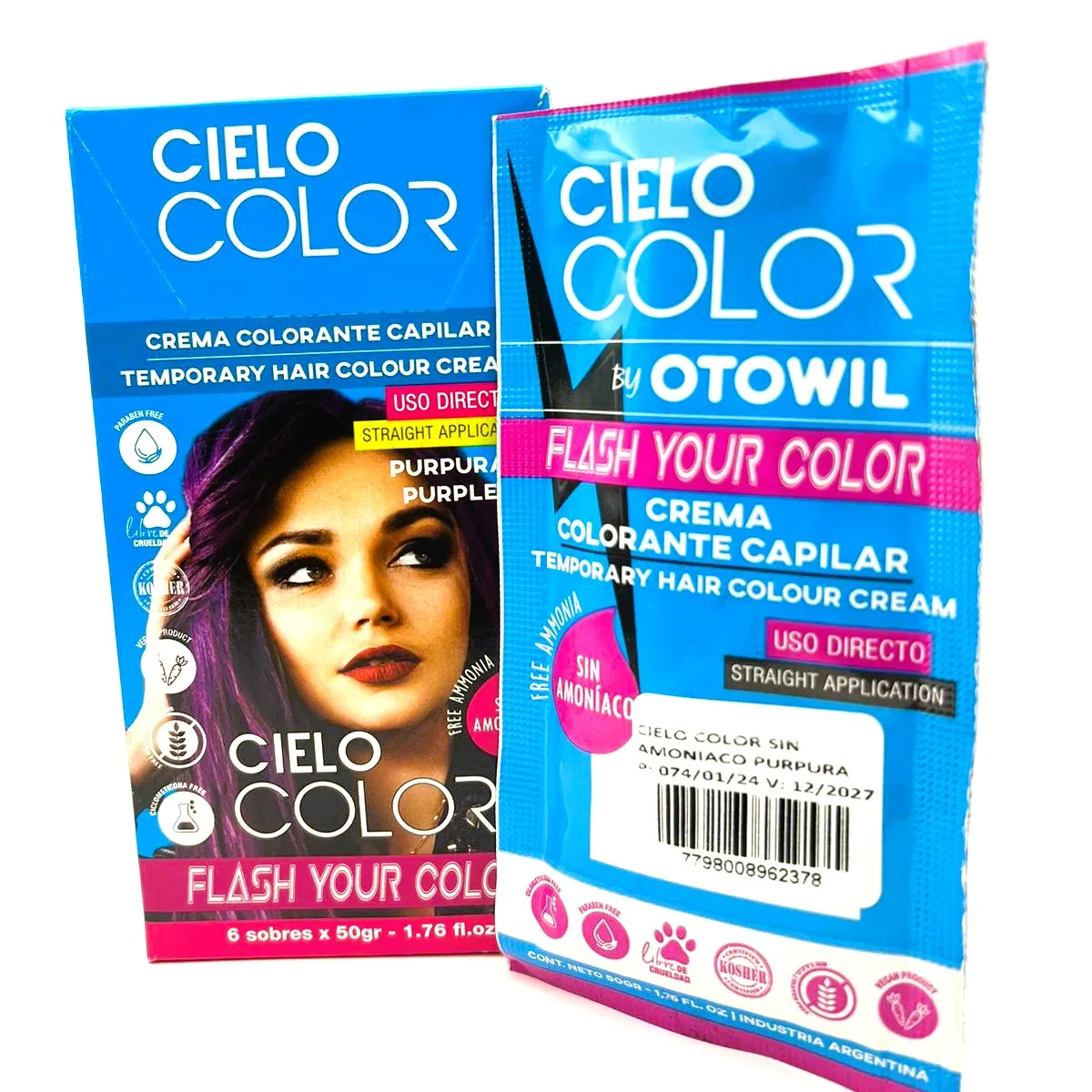 OTOWIL - Tinte Cielo Color Sin Amoniaco Tono PÚRPURA - 50gr Otowil