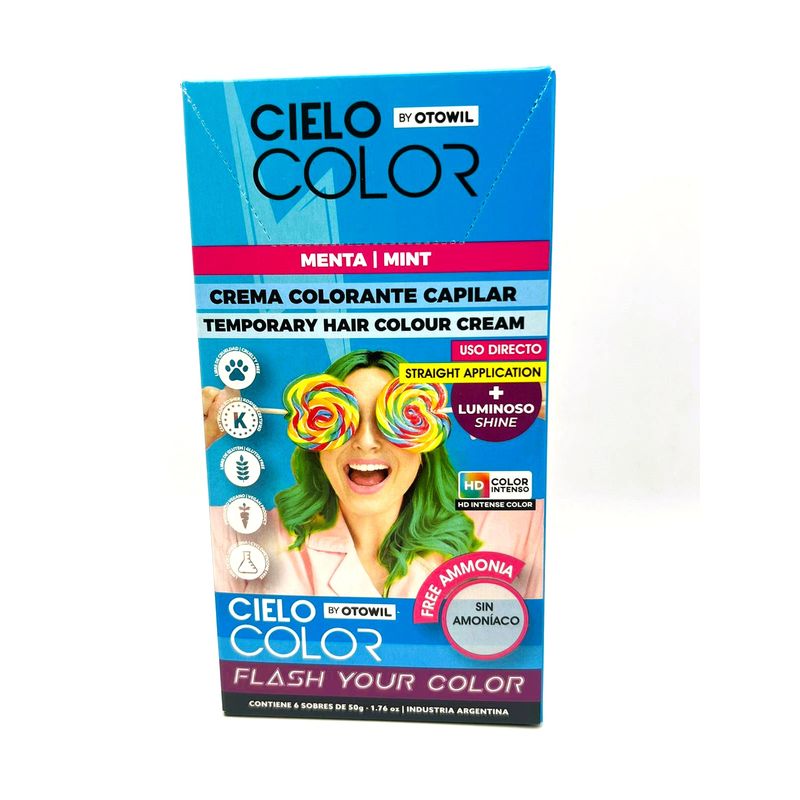 OTOWIL - Tinte Cielo Color Sin Amoniaco Tono VERDE MENTA - 50gr Otowil