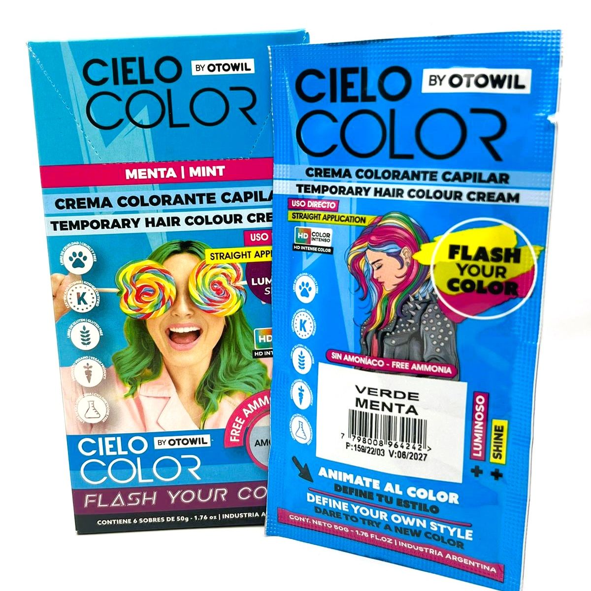 OTOWIL - Tinte Cielo Color Sin Amoniaco Tono VERDE MENTA - 50gr Otowil