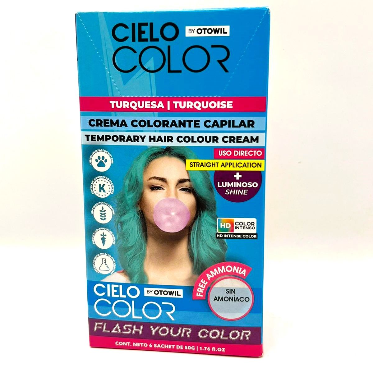 OTOWIL - Tinte Cielo Color Sin Amoniaco Tono TURQUESA - 50gr Otowil