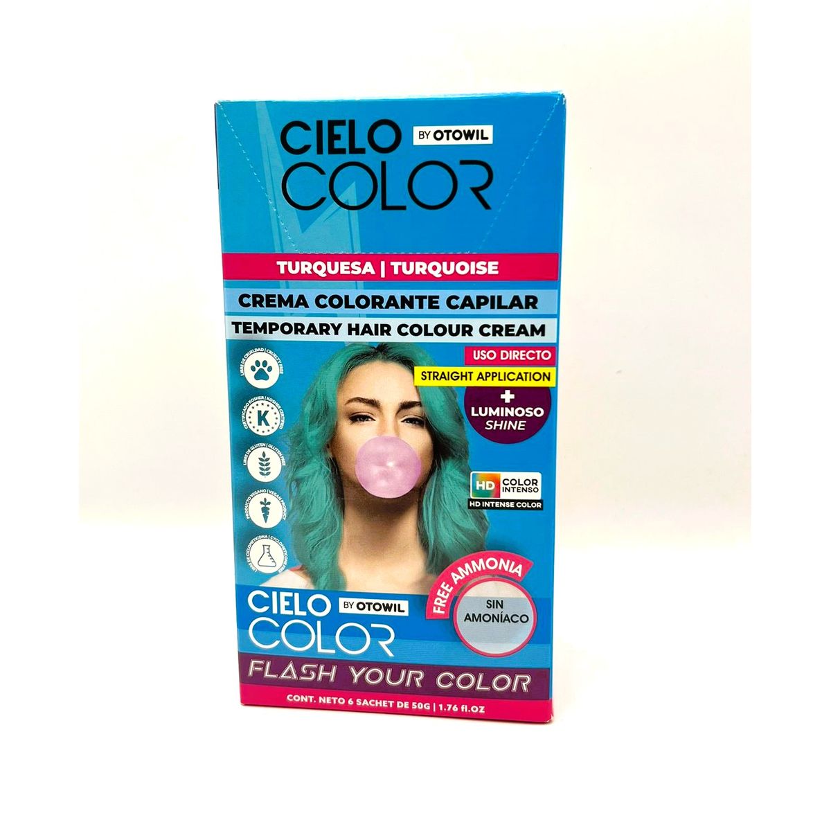 OTOWIL - Tinte Cielo Color Sin Amoniaco Tono TURQUESA - 50gr Otowil