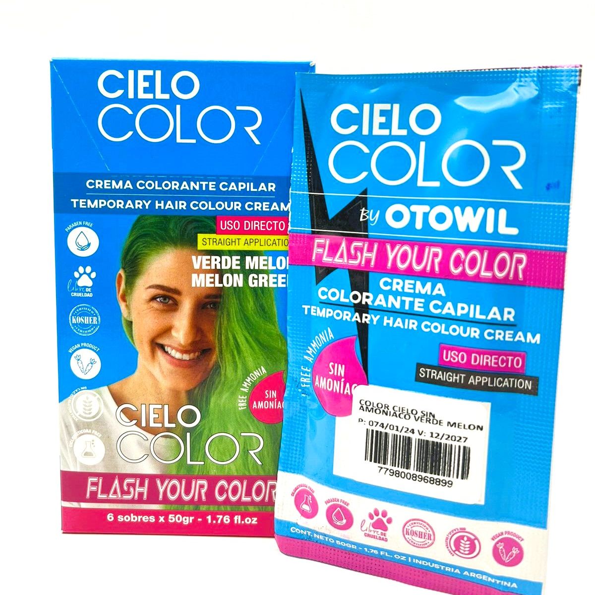 OTOWIL - Tinte Cielo Color Sin Amoniaco Tono VERDE MELÓN - 50gr Otowil