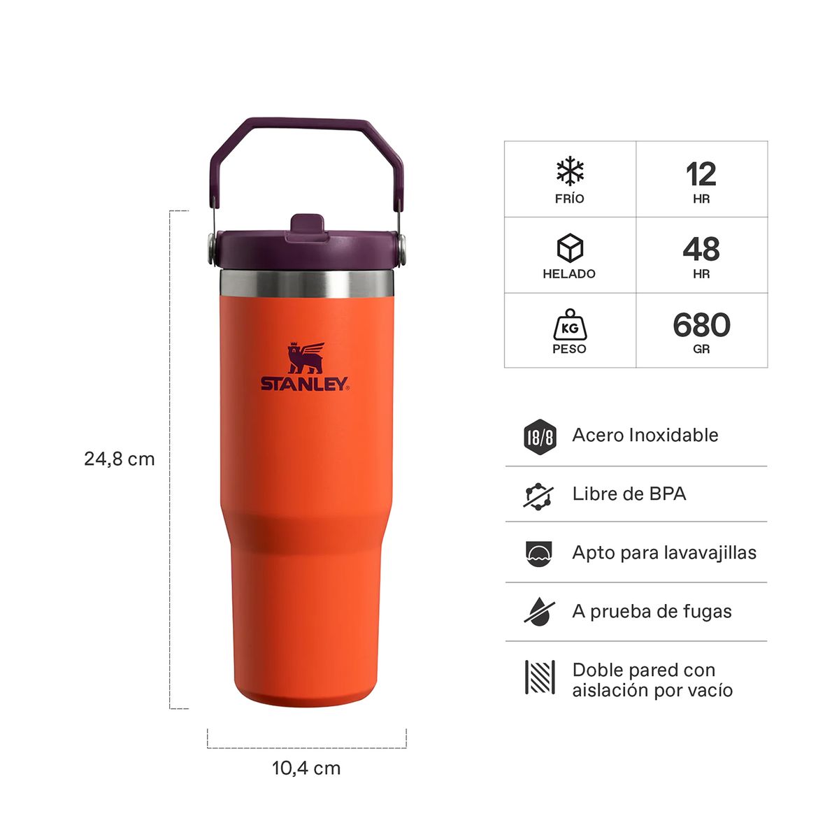 STANLEY - Botella Térmica Stanley Flip Straw Tigerlily Plum - 887 ml