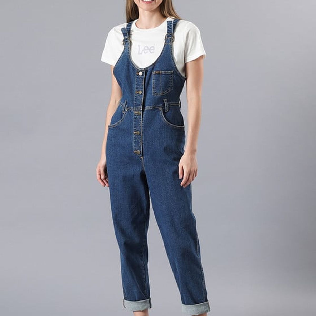 LEE - Jardinera Relaxed Fit Mom Bib Azul Medio