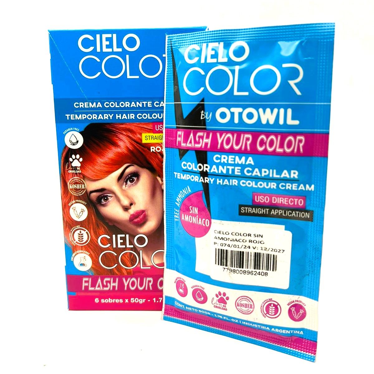 OTOWIL - Tinte Cielo Color Sin Amoniaco Tono ROJO - 50gr Otowil