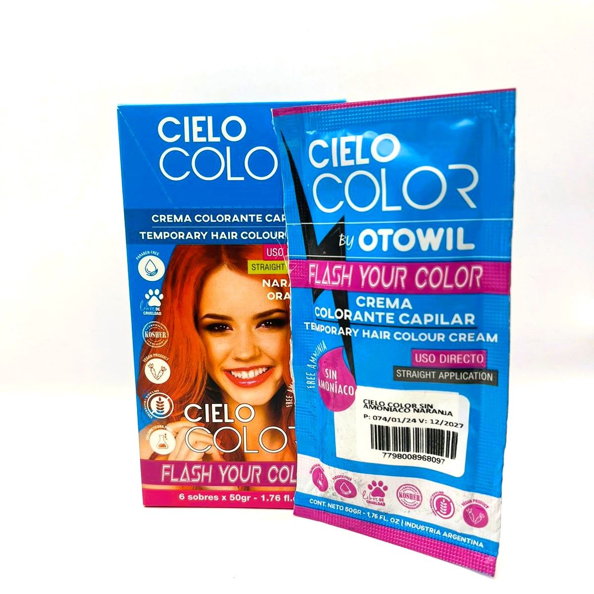 OTOWIL - Tinte Cielo Color Sin Amoniaco Tono NARANJA - 50gr Otowil