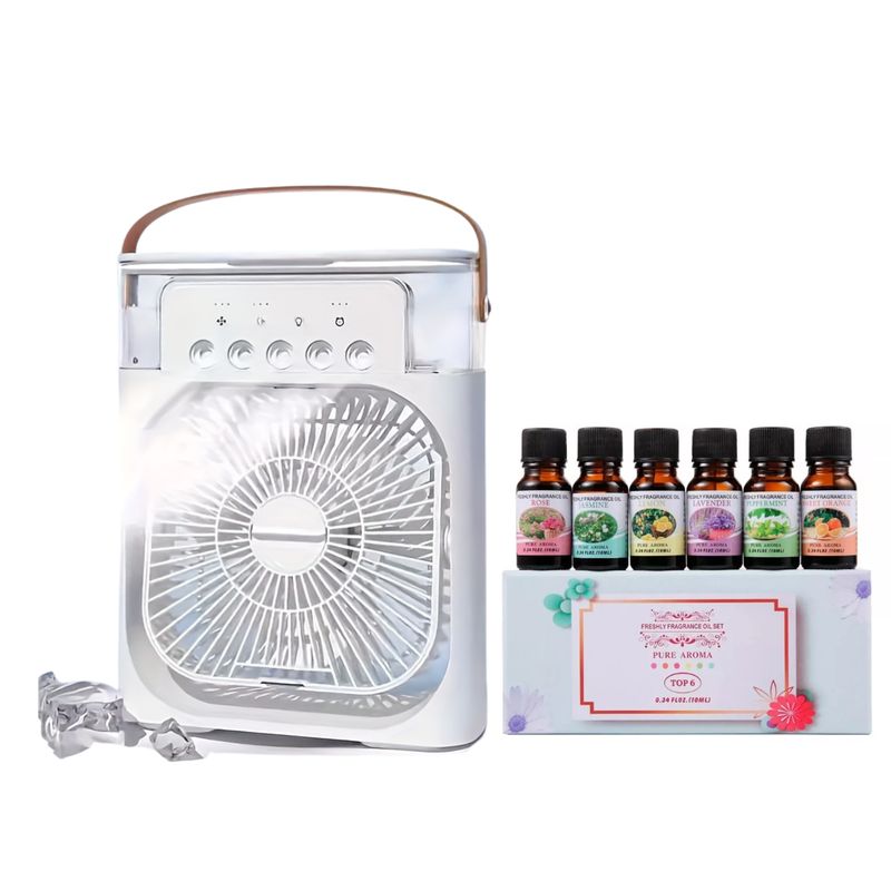 IRM - Ventilador Enfriador + Humidificador Con 6 Aceites Aromático