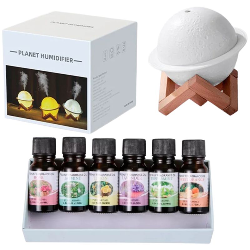 IRM - Pack Humidificador Planeta Luna Mas Set 6 Aceites Aromáticos