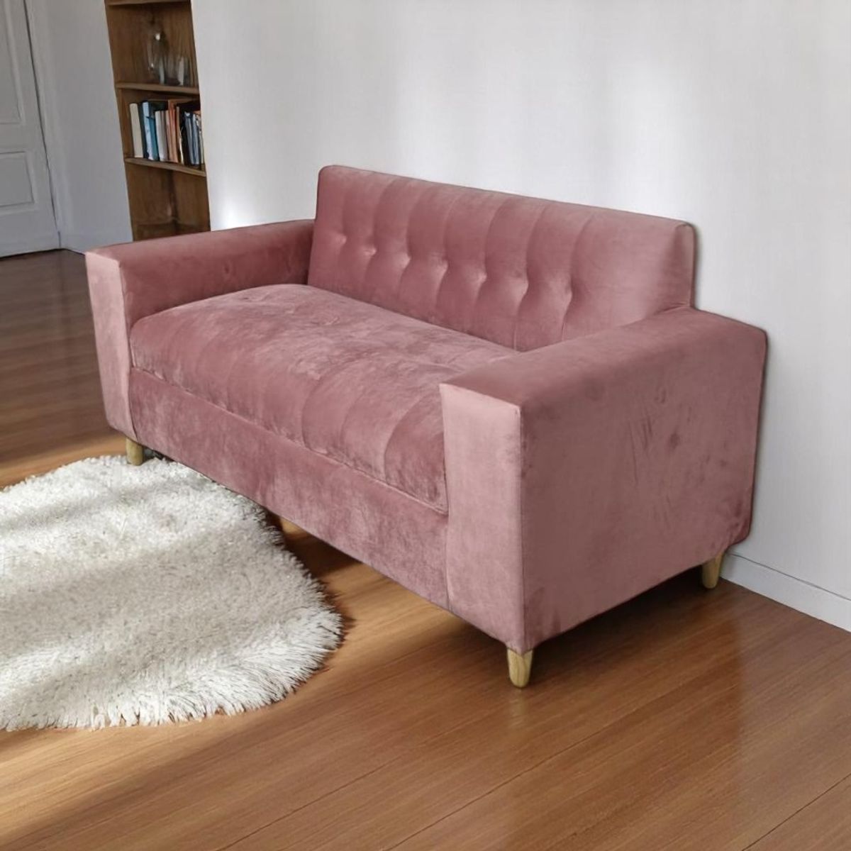 DISEÑOS VALESTRINI - SOFA TRES CUERPOS FELPA PALO ROSA