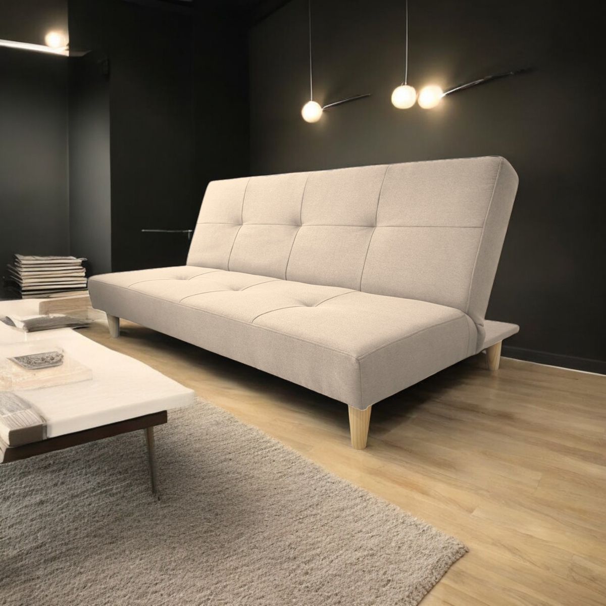 GENERICO - Futón Sofá Cama Córdoba Tela Beige