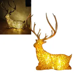 GENERICO - Reno Navidad Dorado con Luces LED Hada con control remoto