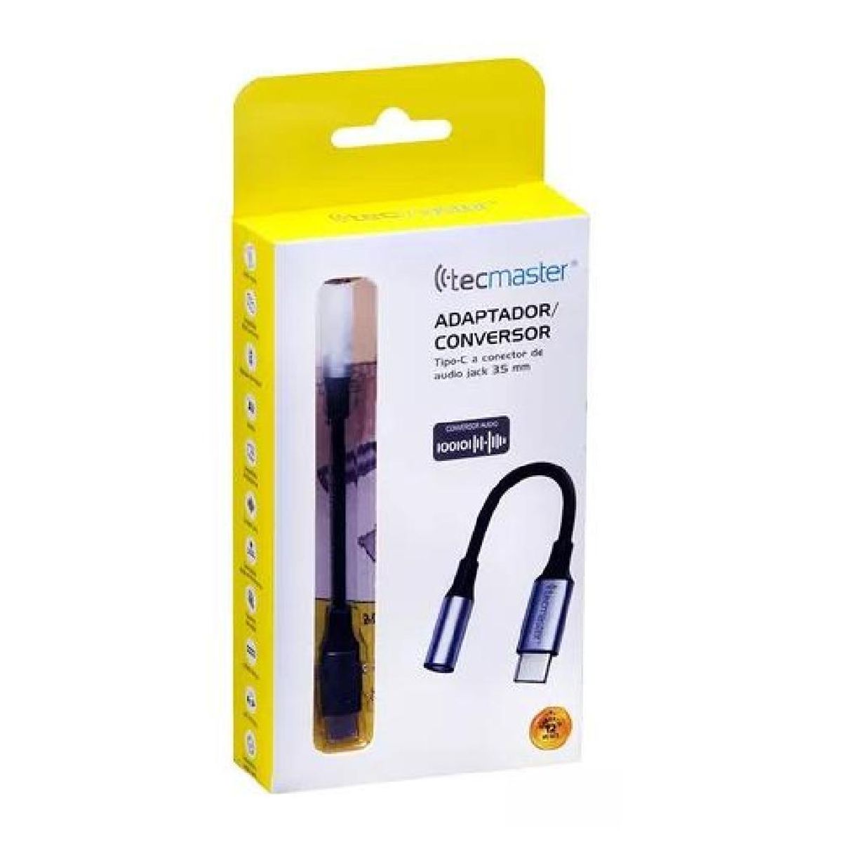 GENERICO - Adaptador de audífono tipo C a audio jack 35mm Tecmaster gris