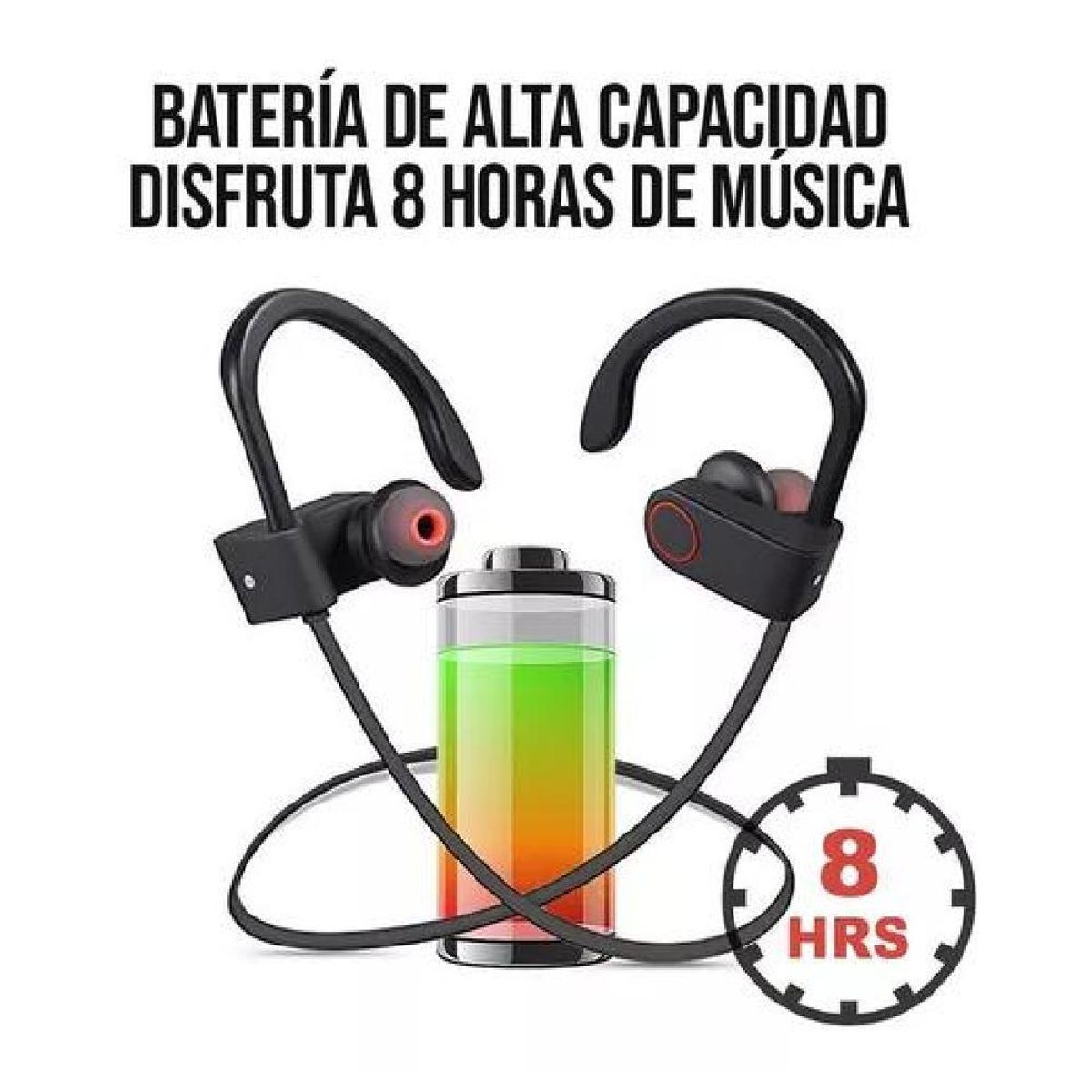 GENERICO - Audífonos deportivos inalámbricos Bluetooth con micrófono negro
