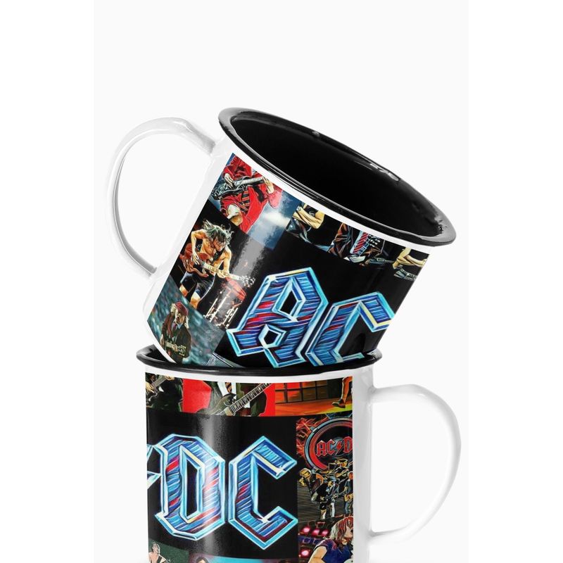 S/M - Taza Lechero Enlozado Ac Dc Grupo