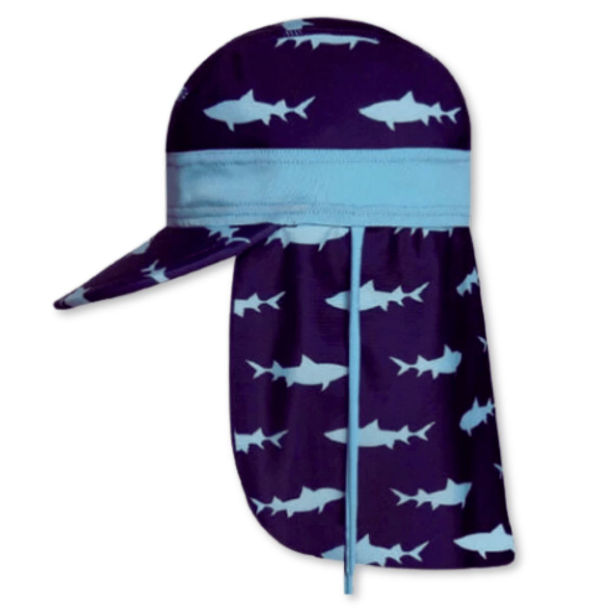 JUMP KIDS - Gorro Largo Con Protección UV +50 Azul Celeste Tiburón