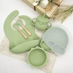 GENERICO - Set Alimentación Para Bebé Silicona Libre Bpa Sky Verde