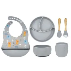 GENERICO - Set Alimentación Para Bebé Silicona Libre Bpa Pimienta