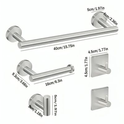 Imagen 2 del producto Set De 5 Accesorios De Baño Acero Inoxidable Plata