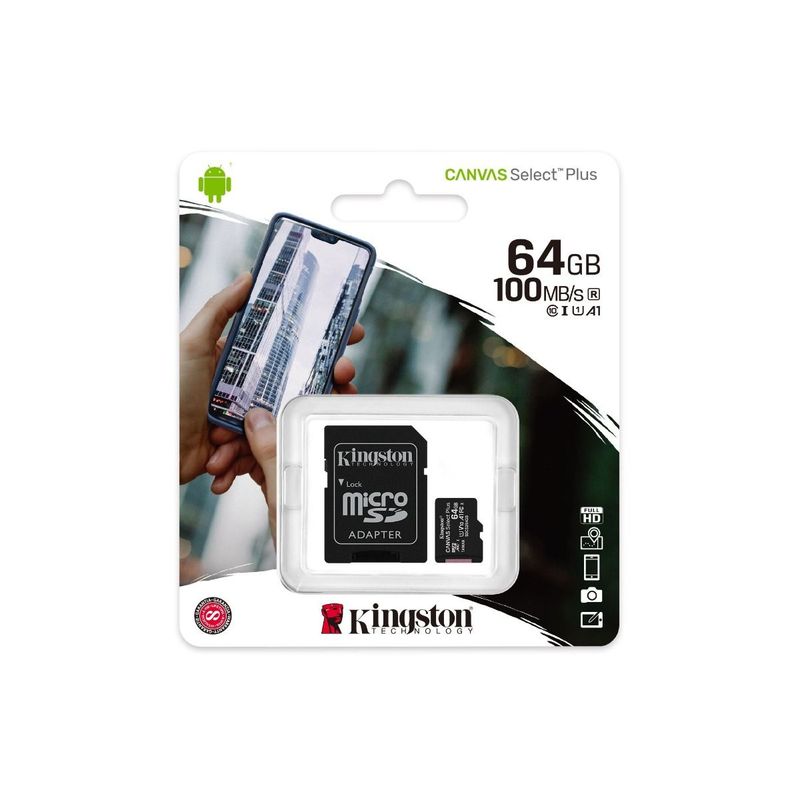 KINGSTON - Kingston Micro SD Canvas Select Plus 64GB CL10 100MB - Negro