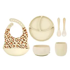 GENERICO - Set Alimentación Para Bebé Silicona Libre Bpa Arena