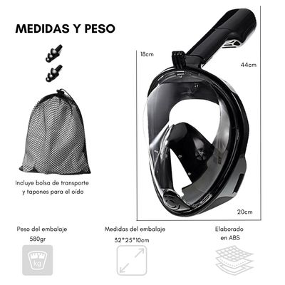 Imagen 2 del producto Máscara Full Face Antiniebla Buceo Snorkel Con Soporte Gopro