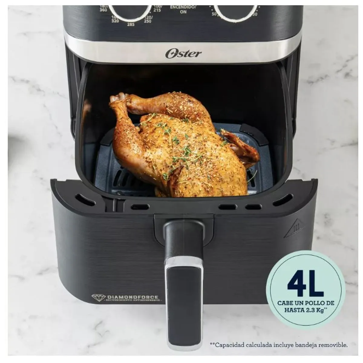 OSTER - Freidora De Aire Manual 4lt Oster Diamond Force Ckstaf401 Color Negro.