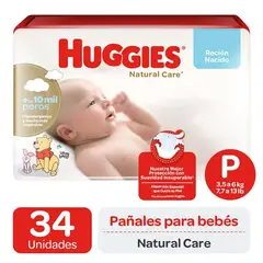 HUGGIES - Pañales Natural Care P 2 X 34 unidades