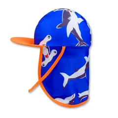JUMP KIDS - Gorro para el Sol Solapas Protección UV Niño de 1a10 Años Azul Tiburon