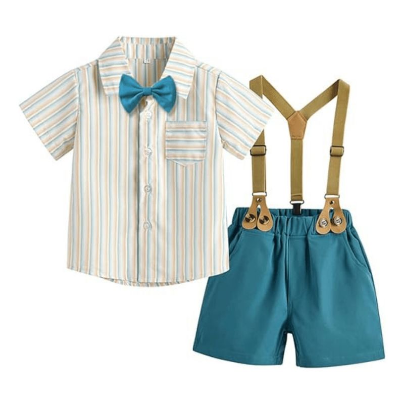 JUMP KIDS - Conjunto de Vestir Corbatín y Pantalón Corto 6 meses a 4 años Azul