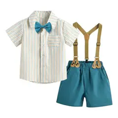 JUMP KIDS - Conjunto de Vestir Corbatín y Pantalón Corto 6 meses a 4 años Azul