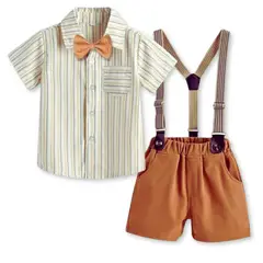 JUMP KIDS - Conjunto de Vestir Corbatín y Pantalón Corto 6 meses a 4 años Beige