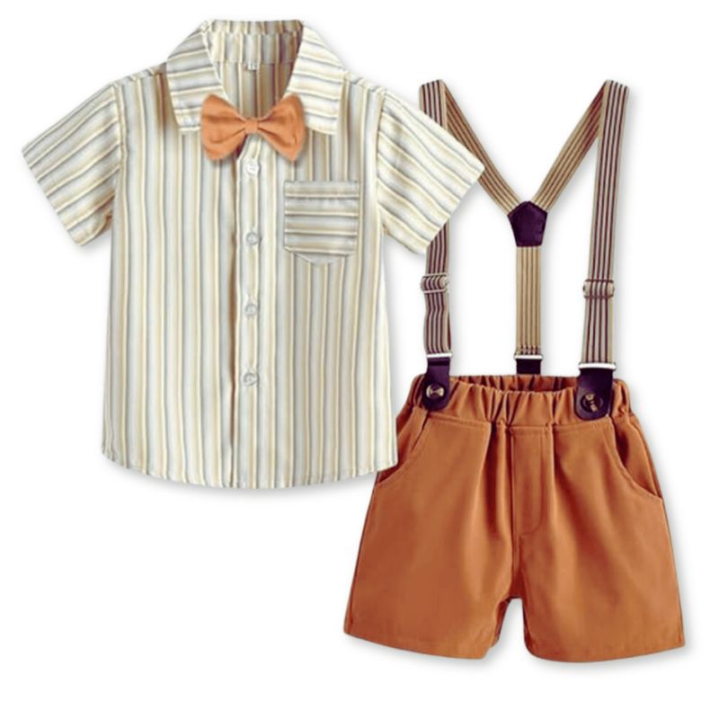 JUMP KIDS - Conjunto de Vestir Corbatín y Pantalón Corto 6 meses a 4 años Beige