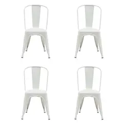 BOKAN - Pack 4 Sillas de Diseño Tolix París Blanco