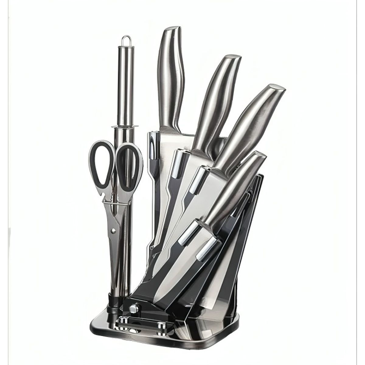OEM - Set De Cuchillos 7 Piezas Acero Inoxidable + Soporte