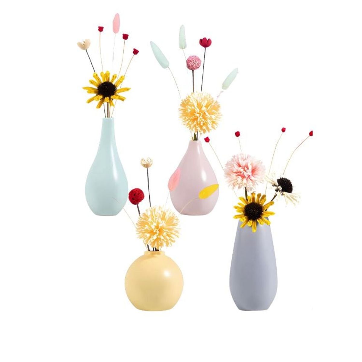 CRUSEC - Set 4 Floreros Estilo Nórdico De Ceramica