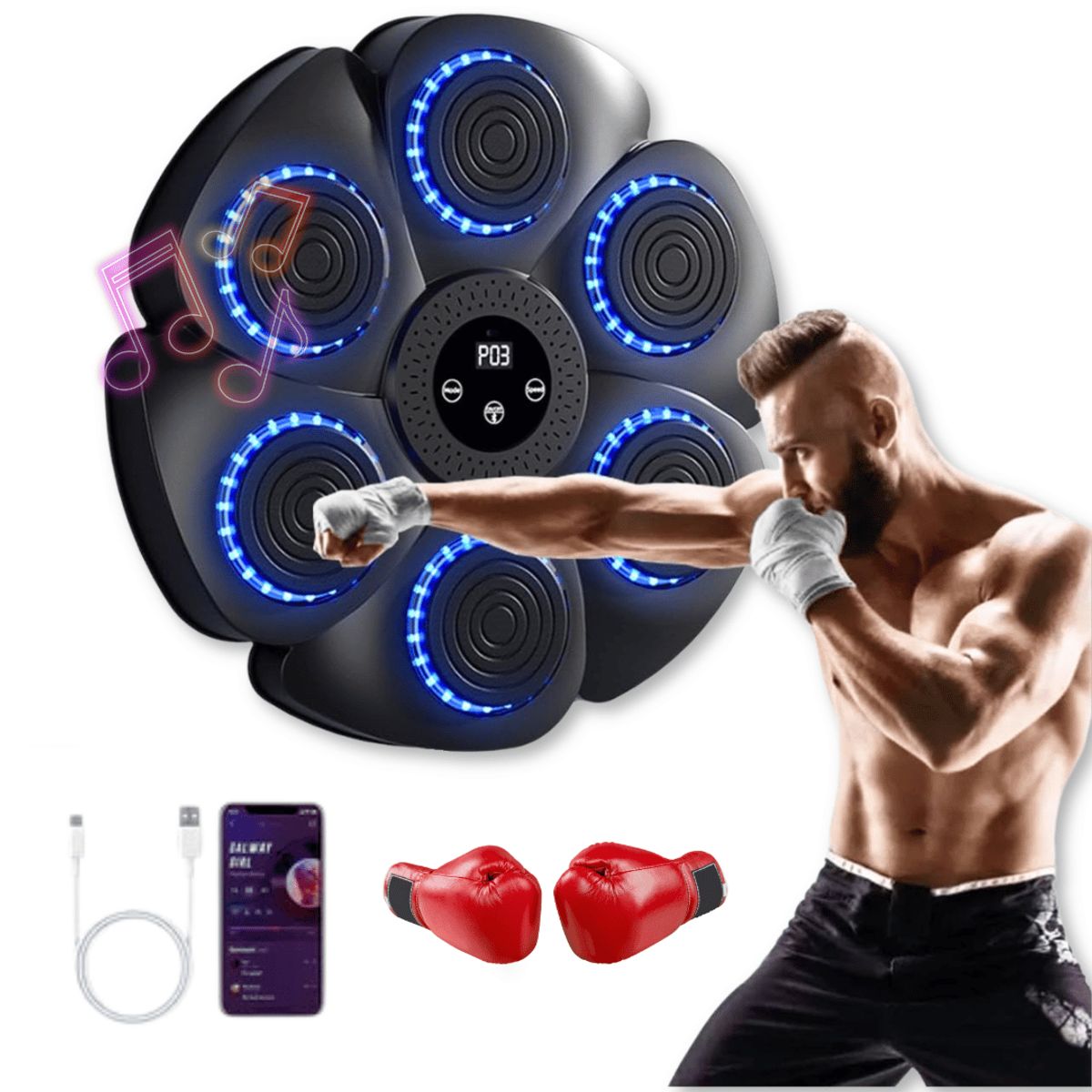LINE - Máquina de Boxeo Musical Bluetooth con Guantes