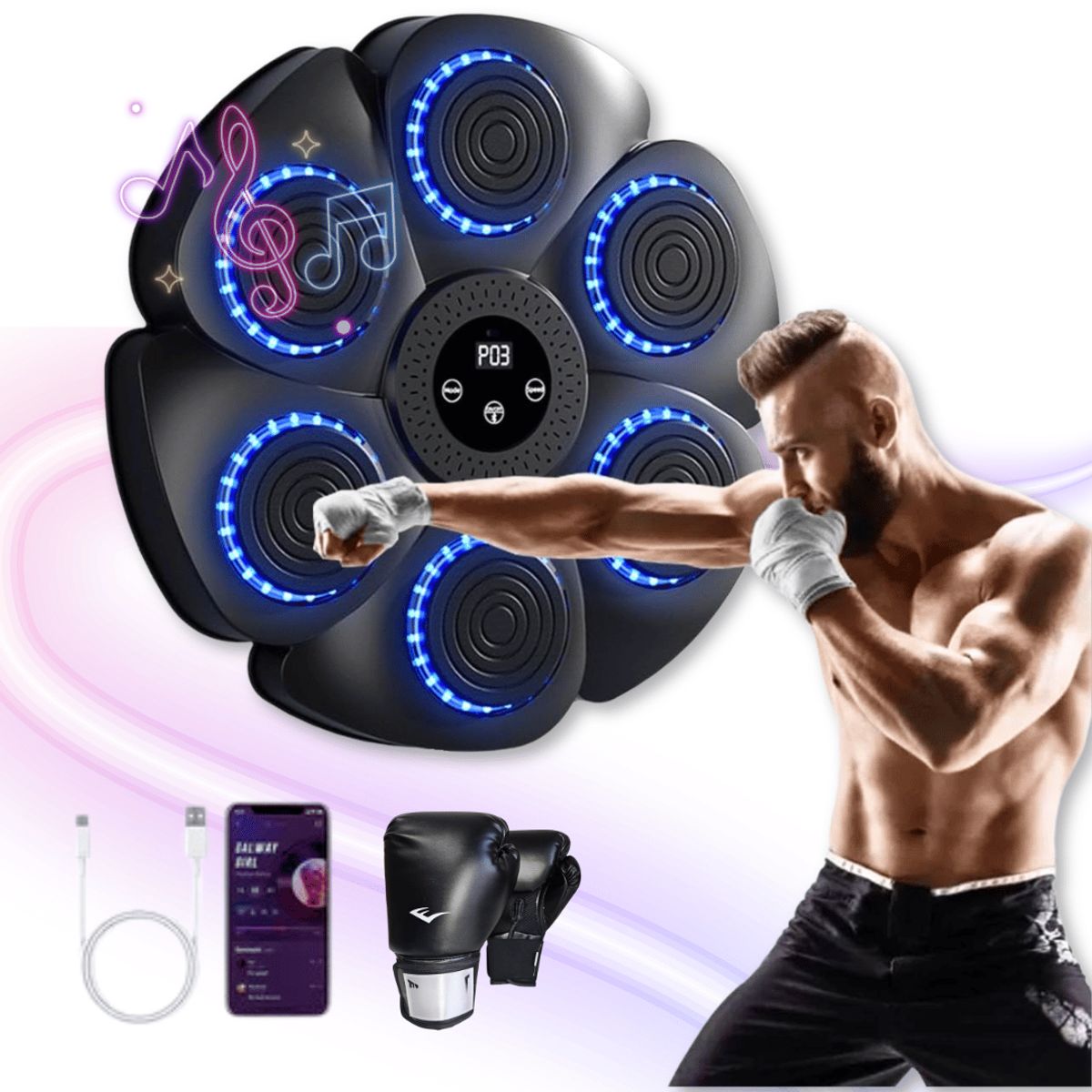 LINE - Máquina de Boxeo Musical Bluetooth con Guantes