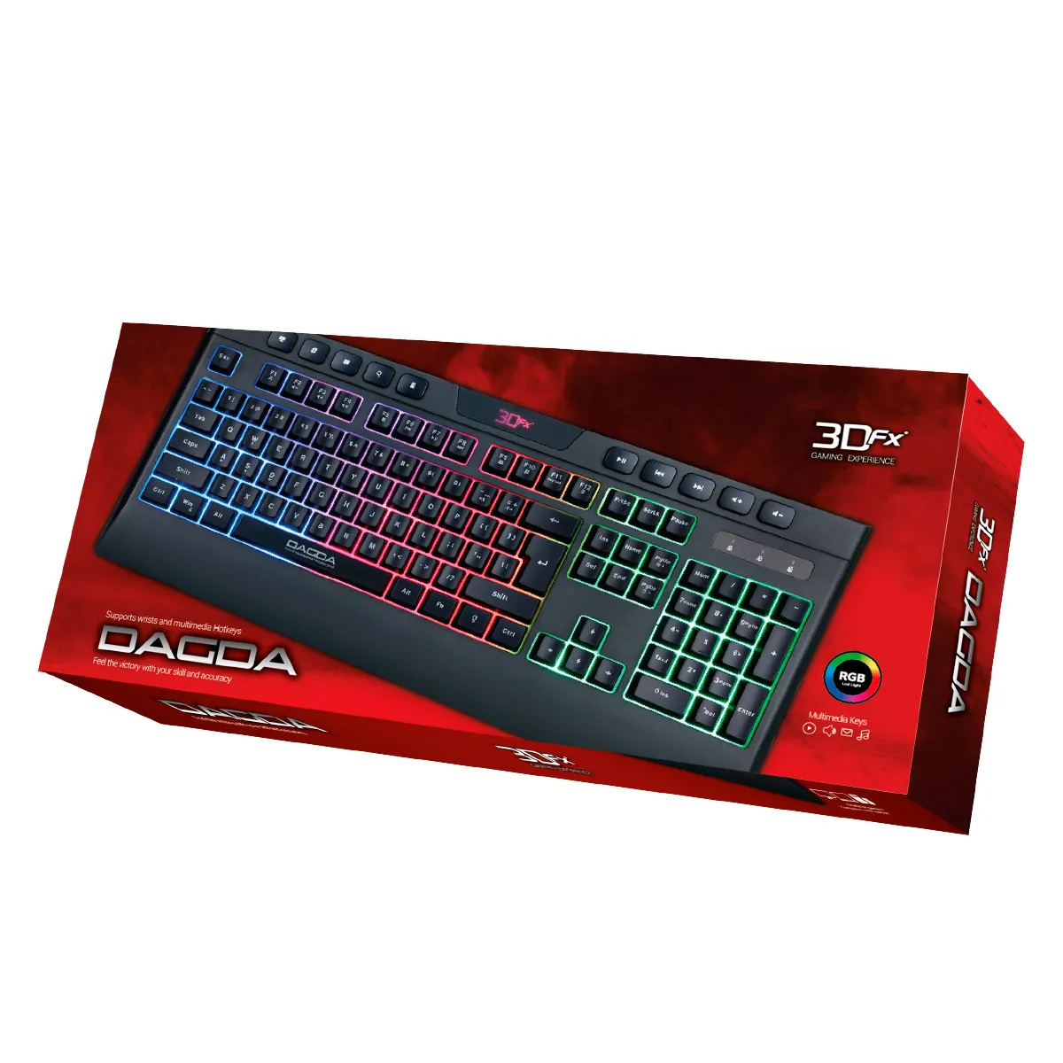 3DFX - Teclado Con Ñ Cable USB de Juego Retro-iluminado Luz Led