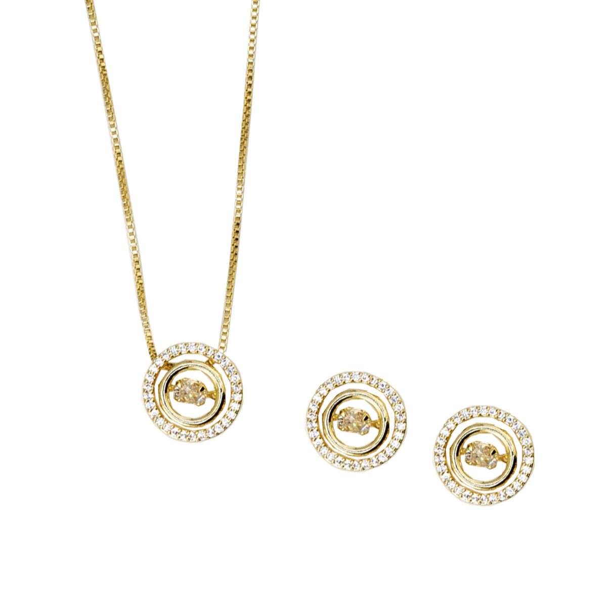 JOYAS MONTERO - Conjunto Fiorella Baño de Oro Con Micro Circones