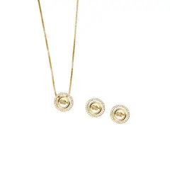 JOYAS MONTERO - Conjunto Fiorella Baño de Oro Con Micro Circones