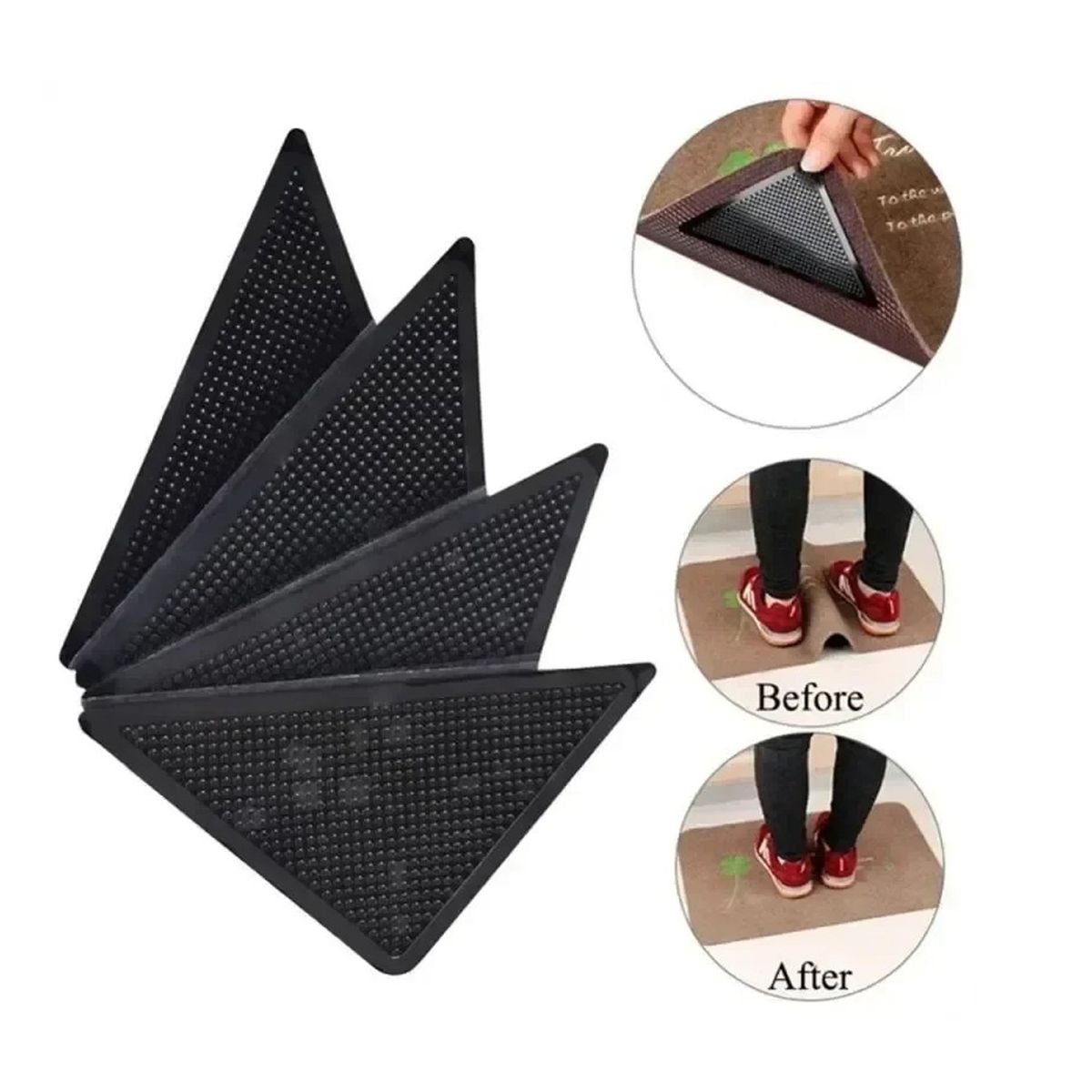 GENERICO - Sujetadores Antideslizantes Alfombra Reutilizables 4pcs