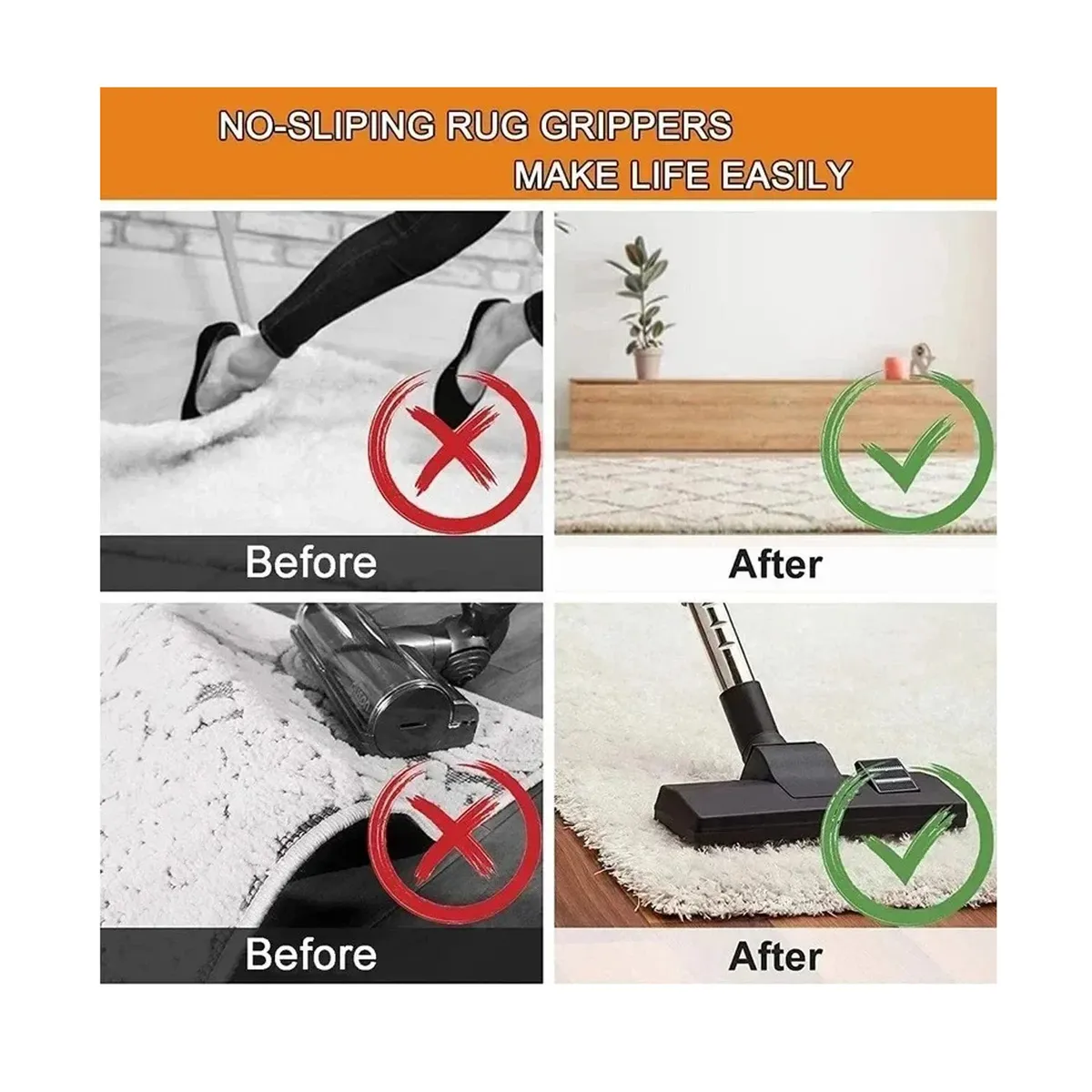 GENERICO - Sujetadores Antideslizantes Alfombra Reutilizables 4pcs
