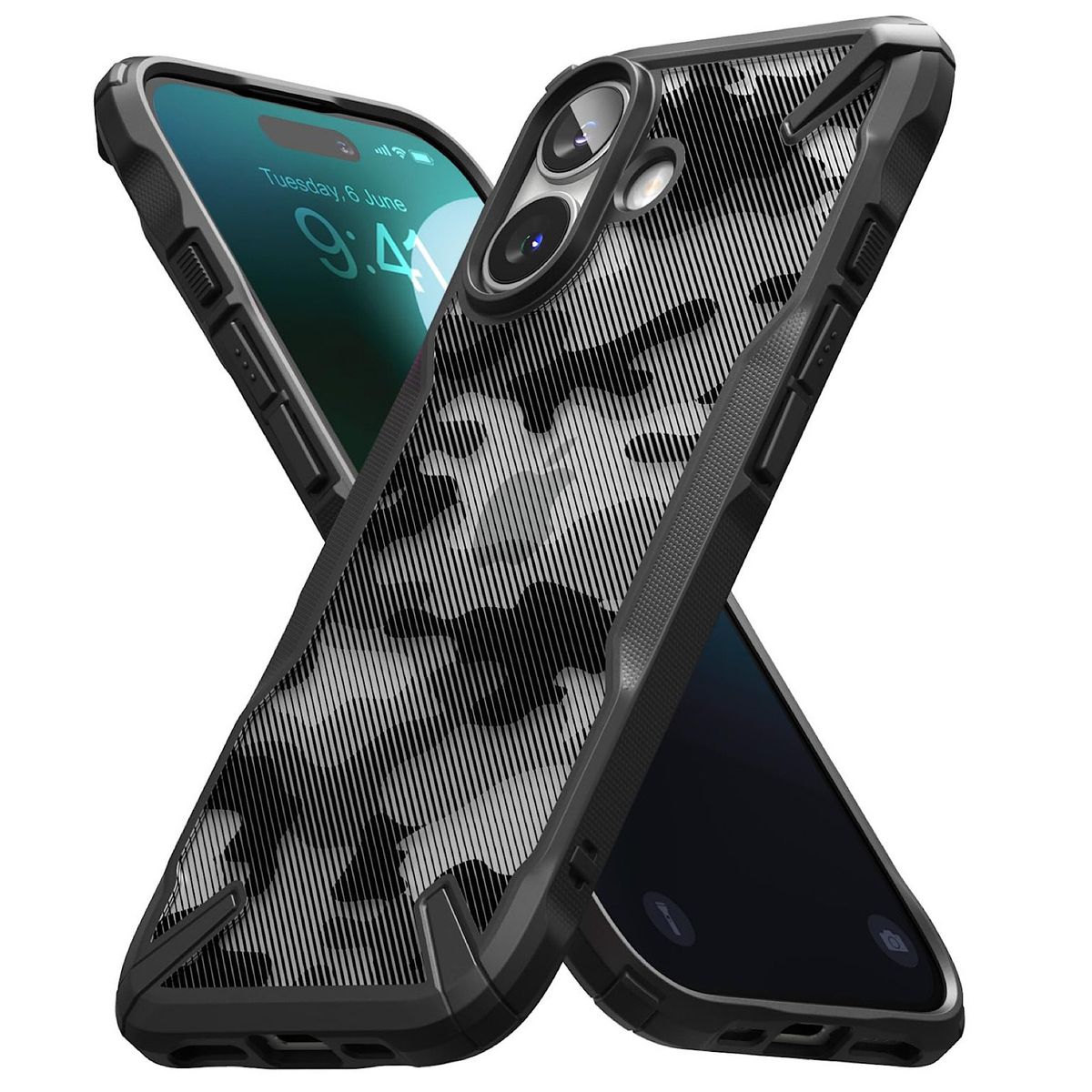 GENERICO - Carcasa Ringke Fusion-X Para iPhone 16 Normal - Camo Black